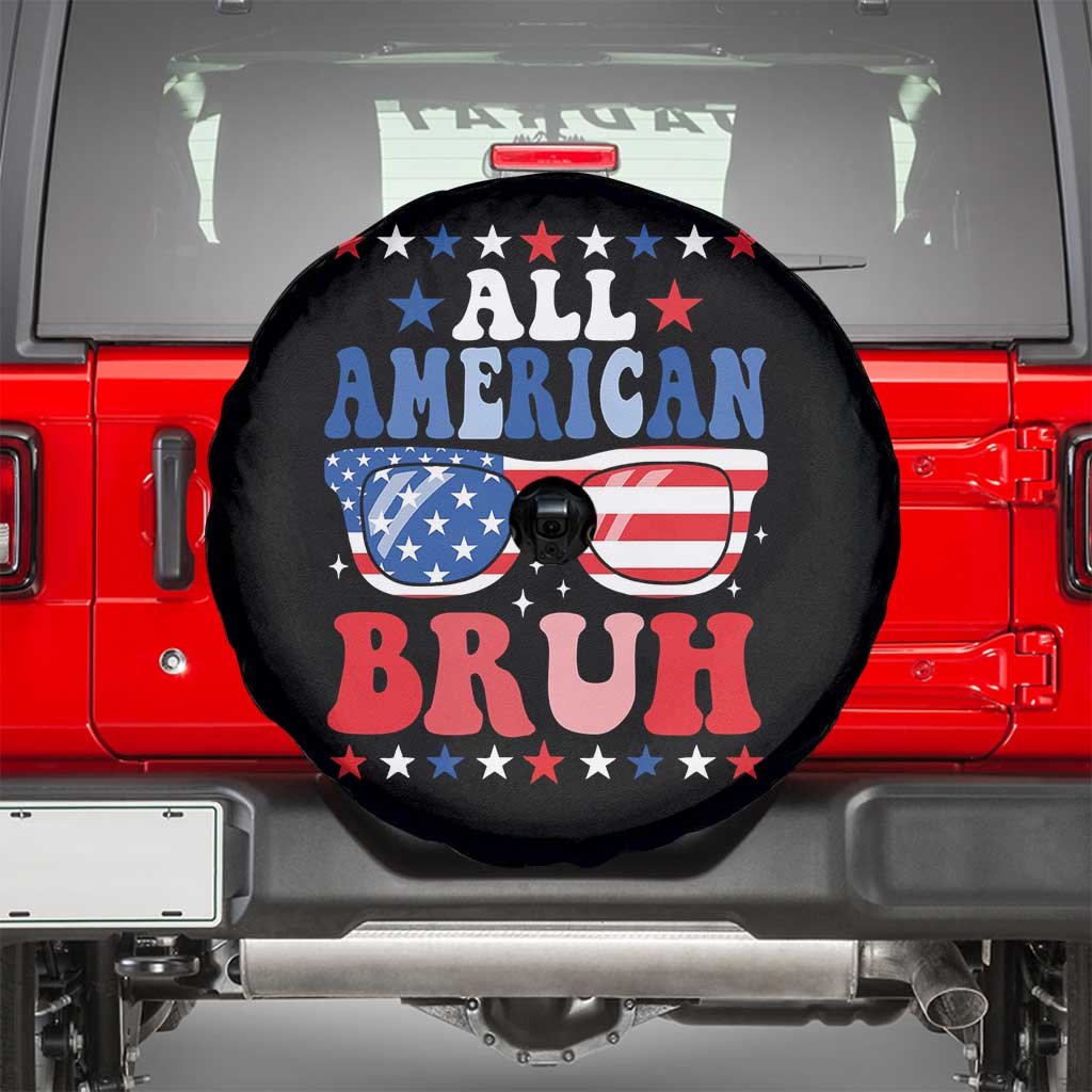 All American Bruh Patriotic 4th Of July Spare Tire Cover USA Flag Sunglasses Teens Kids TS10 Black Print Your Wear