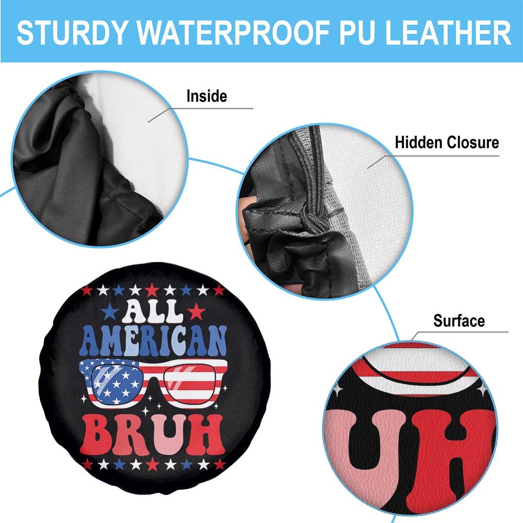 All American Bruh Patriotic 4th Of July Spare Tire Cover USA Flag Sunglasses Teens Kids TS10 Print Your Wear