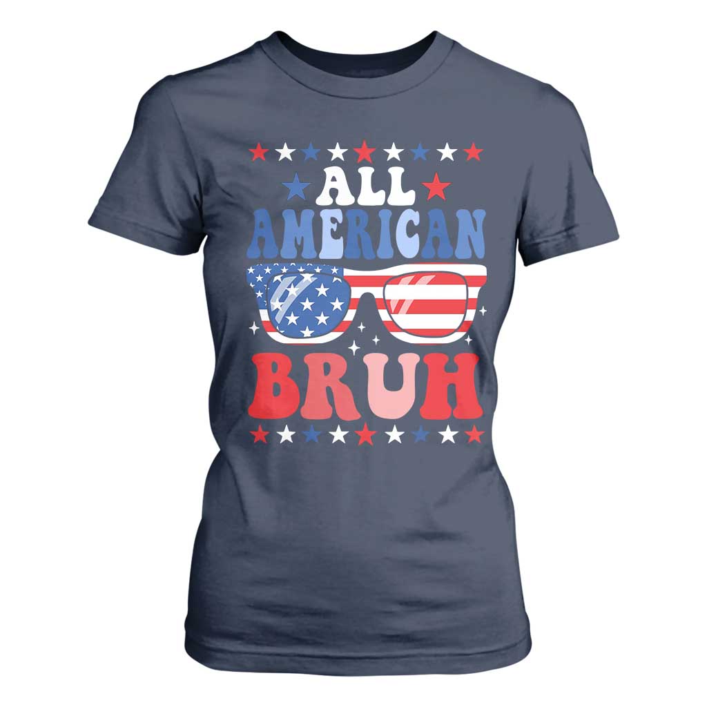 All American Bruh Patriotic 4th Of July T Shirt For Women USA Flag Sunglasses Teens Kids TS10 Navy Print Your Wear