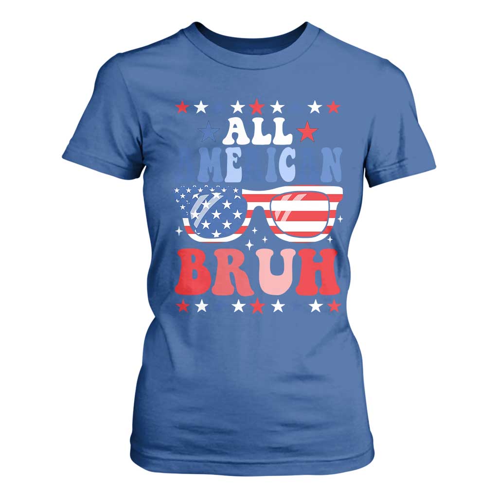 All American Bruh Patriotic 4th Of July T Shirt For Women USA Flag Sunglasses Teens Kids TS10 Royal Blue Print Your Wear