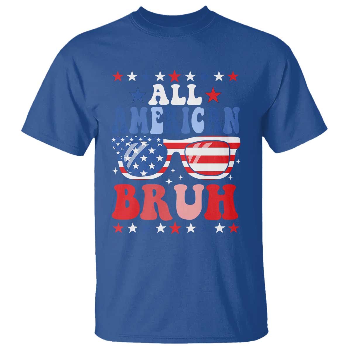 All American Bruh Patriotic 4th Of July T Shirt USA Flag Sunglasses Teens Kids TS10 Royal Blue Print Your Wear