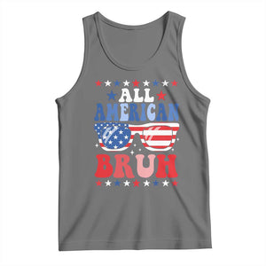 All American Bruh Patriotic 4th Of July Tank Top USA Flag Sunglasses Teens Kids TS10 Black Heather Print Your Wear
