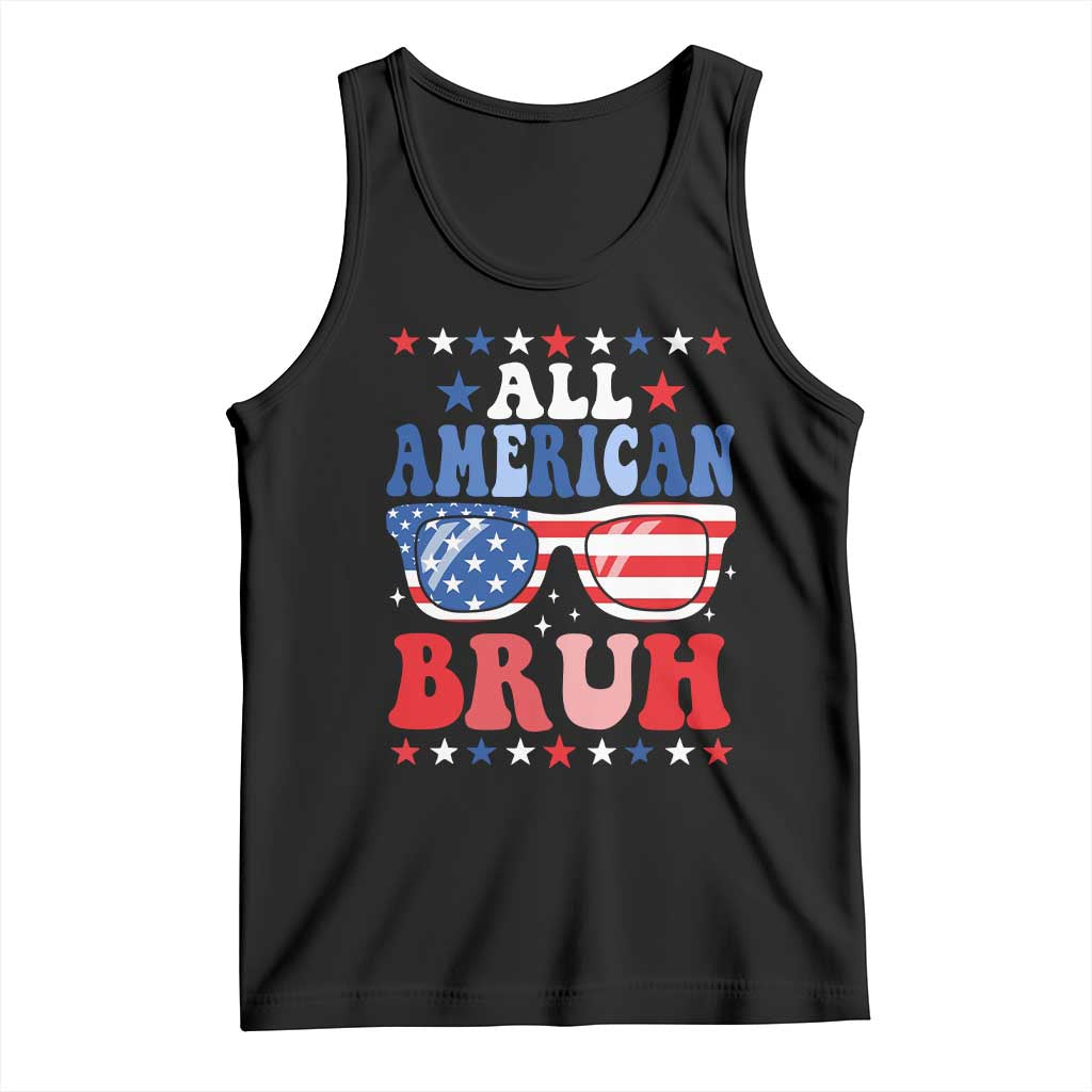 All American Bruh Patriotic 4th Of July Tank Top USA Flag Sunglasses Teens Kids TS10 Black Print Your Wear