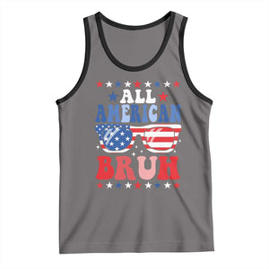 All American Bruh Patriotic 4th Of July Tank Top USA Flag Sunglasses Teens Kids TS10 Deep Heather Black Print Your Wear