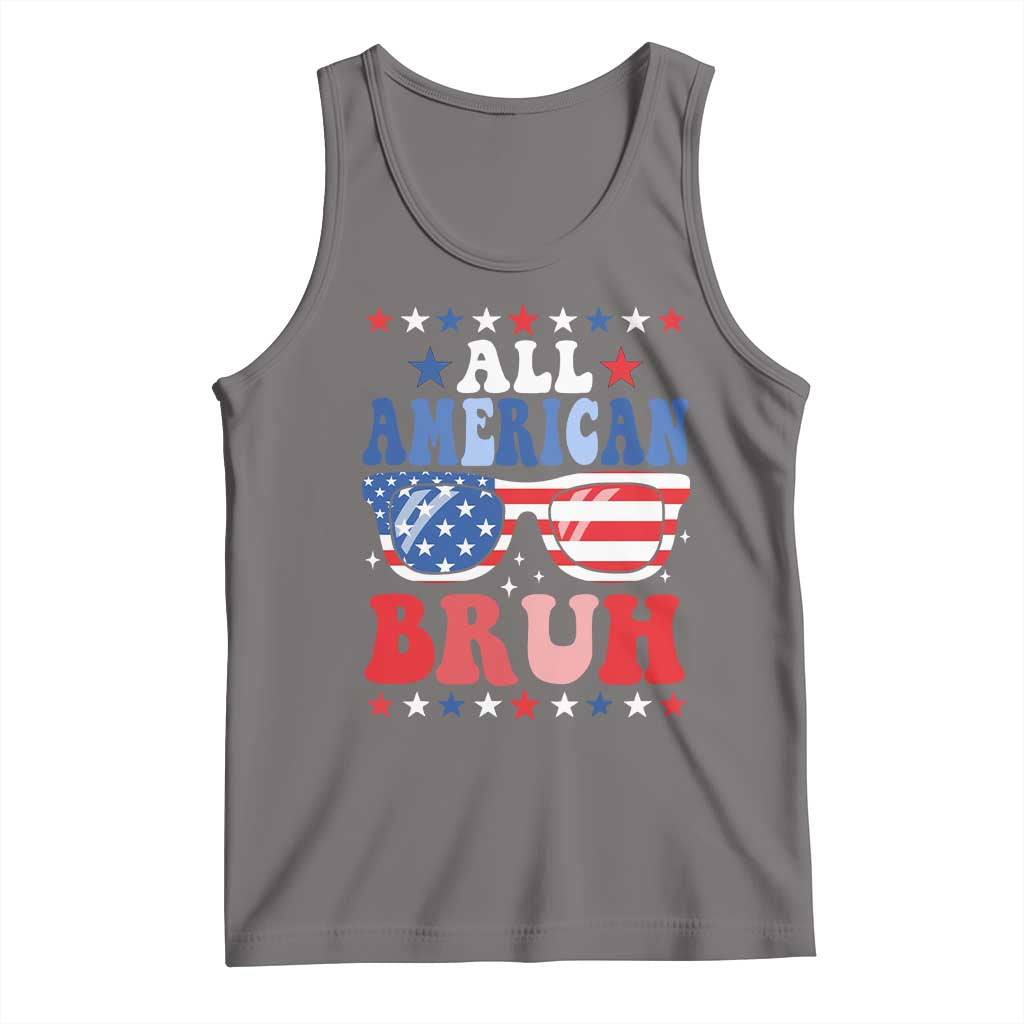All American Bruh Patriotic 4th Of July Tank Top USA Flag Sunglasses Teens Kids TS10 Deep Heather Print Your Wear