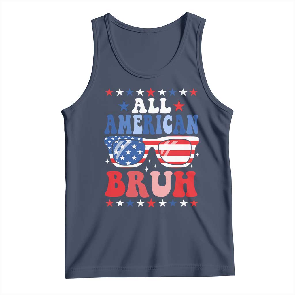 All American Bruh Patriotic 4th Of July Tank Top USA Flag Sunglasses Teens Kids TS10 Navy Print Your Wear