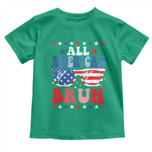 All American Bruh Patriotic 4th Of July Toddler T Shirt USA Flag Sunglasses Teens Kids TS10 Irish Green Print Your Wear