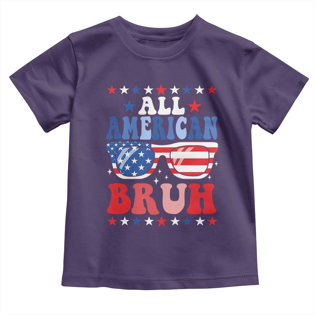 All American Bruh Patriotic 4th Of July Toddler T Shirt USA Flag Sunglasses Teens Kids TS10 Purple Print Your Wear