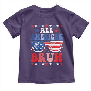 All American Bruh Patriotic 4th Of July Toddler T Shirt USA Flag Sunglasses Teens Kids TS10 Purple Print Your Wear