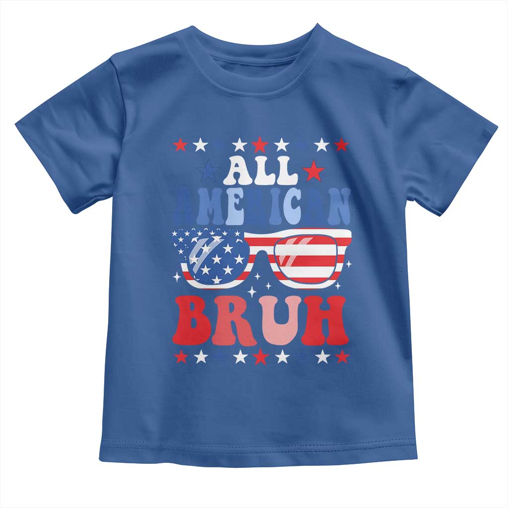 All American Bruh Patriotic 4th Of July Toddler T Shirt USA Flag Sunglasses Teens Kids TS10 Royal Blue Print Your Wear