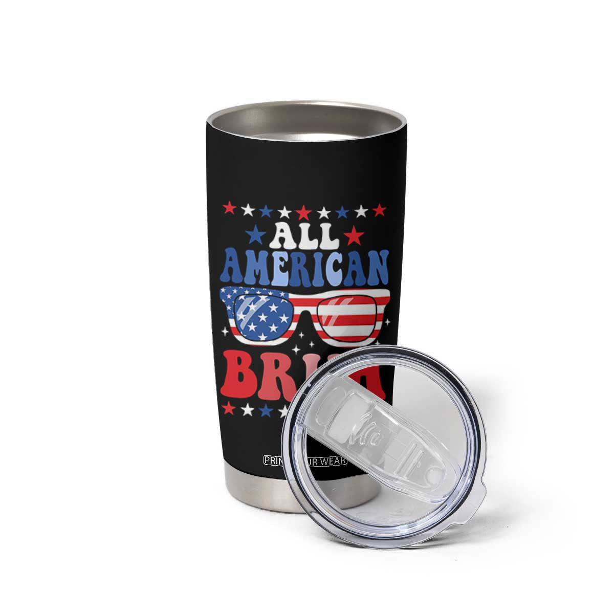All American Bruh Patriotic 4th Of July Tumbler Cup USA Flag Sunglasses Teens Kids TS10 Print Your Wear