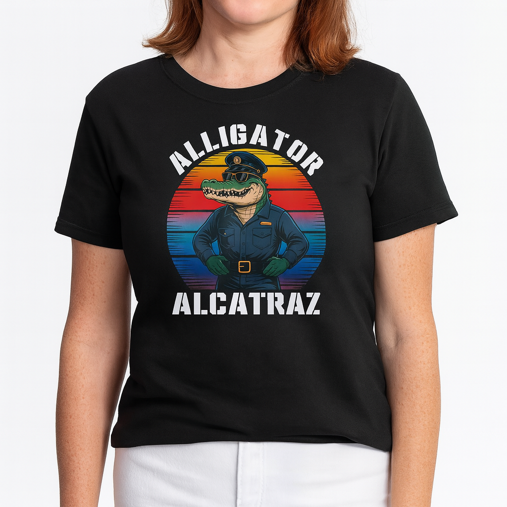 Alligator Alcatraz Florida T Shirt Funny Gator Cop Political Humor Retro Sunset TS02 Print Your Wear