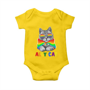 Ally Cat with Pride Cape Baby Onesie Rainbow LGBTQ+ Support TS02 Daisy Print Your Wear