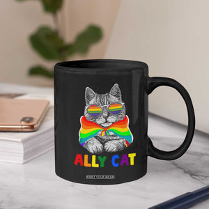 Ally Cat with Pride Cape Coffee Mug Rainbow LGBTQ+ Support TS02 Print Your Wear
