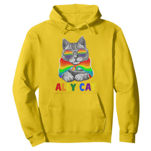 Ally Cat with Pride Cape Hoodie Rainbow LGBTQ+ Support TS02 Daisy Print Your Wear