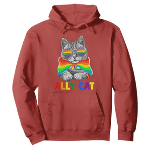 Ally Cat with Pride Cape Hoodie Rainbow LGBTQ+ Support TS02 Red Print Your Wear