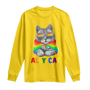 Ally Cat with Pride Cape Long Sleeve Shirt Rainbow LGBTQ+ Support TS02 Daisy Print Your Wear