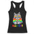 Ally Cat with Pride Cape Racerback Tank Top Rainbow LGBTQ+ Support TS02 Black Print Your Wear