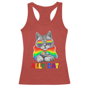 Ally Cat with Pride Cape Racerback Tank Top Rainbow LGBTQ+ Support TS02 Red Print Your Wear