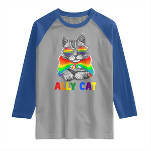 Ally Cat with Pride Cape Raglan Shirt Rainbow LGBTQ+ Support TS02 Sport Gray Royal Print Your Wear