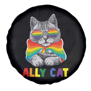Ally Cat with Pride Cape Spare Tire Cover Rainbow LGBTQ+ Support TS02 Print Your Wear