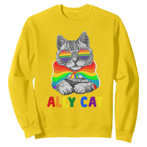 Ally Cat with Pride Cape Sweatshirt Rainbow LGBTQ+ Support TS02 Daisy Print Your Wear