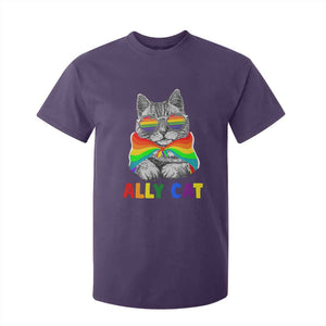 Ally Cat with Pride Cape T Shirt For Kid Rainbow LGBTQ+ Support TS02 Purple Print Your Wear