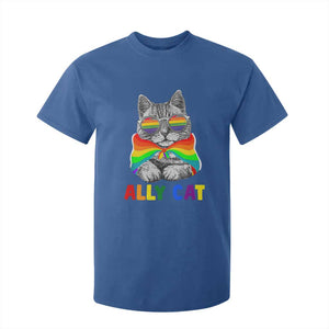 Ally Cat with Pride Cape T Shirt For Kid Rainbow LGBTQ+ Support TS02 Royal Blue Print Your Wear
