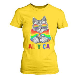 Ally Cat with Pride Cape T Shirt For Women Rainbow LGBTQ+ Support TS02 Daisy Print Your Wear