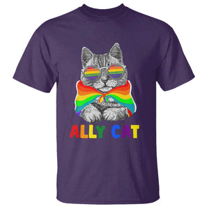 Ally Cat with Pride Cape T Shirt Rainbow LGBTQ+ Support TS02 Purple Print Your Wear