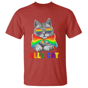 Ally Cat with Pride Cape T Shirt Rainbow LGBTQ+ Support TS02 Red Print Your Wear