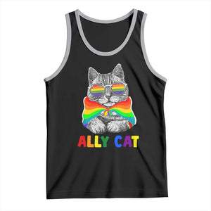 Ally Cat with Pride Cape Tank Top Rainbow LGBTQ+ Support TS02 Black Athletic Heather Print Your Wear