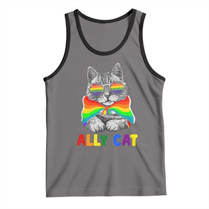 Ally Cat with Pride Cape Tank Top Rainbow LGBTQ+ Support TS02 Deep Heather Black Print Your Wear