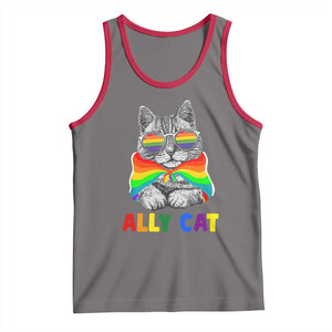 Ally Cat with Pride Cape Tank Top Rainbow LGBTQ+ Support TS02 Deep Heather Red Print Your Wear