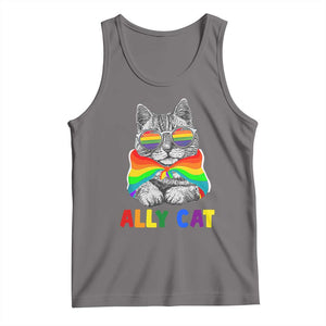 Ally Cat with Pride Cape Tank Top Rainbow LGBTQ+ Support TS02 Deep Heather Print Your Wear