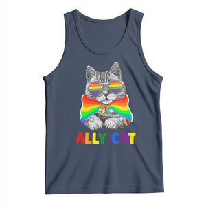 Ally Cat with Pride Cape Tank Top Rainbow LGBTQ+ Support TS02 Navy Print Your Wear