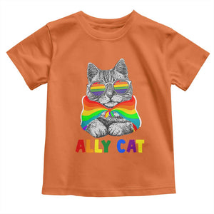 Ally Cat with Pride Cape Toddler T Shirt Rainbow LGBTQ+ Support TS02 Orange Print Your Wear