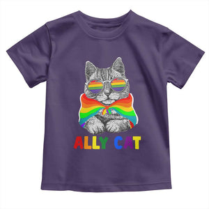Ally Cat with Pride Cape Toddler T Shirt Rainbow LGBTQ+ Support TS02 Purple Print Your Wear