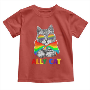 Ally Cat with Pride Cape Toddler T Shirt Rainbow LGBTQ+ Support TS02 Red Print Your Wear