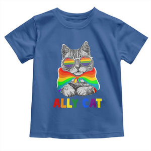 Ally Cat with Pride Cape Toddler T Shirt Rainbow LGBTQ+ Support TS02 Royal Blue Print Your Wear