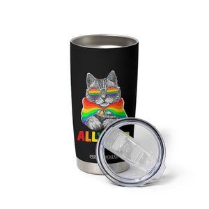 Ally Cat with Pride Cape Tumbler Cup Rainbow LGBTQ+ Support TS02 Print Your Wear