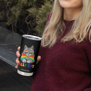 Ally Cat with Pride Cape Tumbler Cup Rainbow LGBTQ+ Support TS02 Print Your Wear