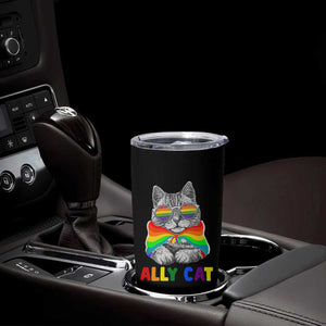 Ally Cat with Pride Cape Tumbler Cup Rainbow LGBTQ+ Support TS02 Print Your Wear