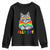 Ally Cat with Pride Cape Youth Sweatshirt Rainbow LGBTQ+ Support TS02 Black Print Your Wear