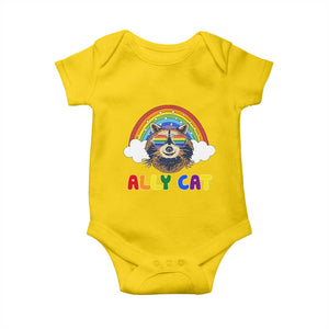 Ally Street Cat Rainbow Raccoon Baby Onesie Funny LGBTQ+ Pride Support TS02 Daisy Print Your Wear