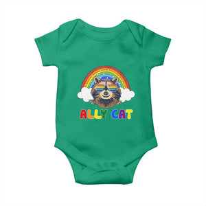Ally Street Cat Rainbow Raccoon Baby Onesie Funny LGBTQ+ Pride Support TS02 Irish Green Print Your Wear