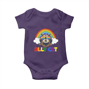 Ally Street Cat Rainbow Raccoon Baby Onesie Funny LGBTQ+ Pride Support TS02 Purple Print Your Wear