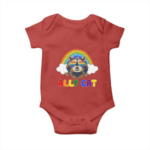 Ally Street Cat Rainbow Raccoon Baby Onesie Funny LGBTQ+ Pride Support TS02 Red Print Your Wear