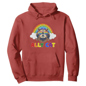 Ally Street Cat Rainbow Raccoon Hoodie Funny LGBTQ+ Pride Support TS02 Red Print Your Wear