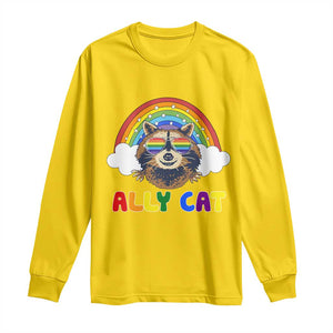 Ally Street Cat Rainbow Raccoon Long Sleeve Shirt Funny LGBTQ+ Pride Support TS02 Daisy Print Your Wear